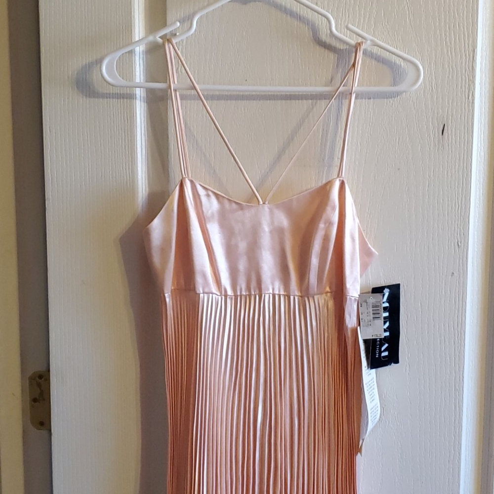 Peach pleated cocktail or evening wear